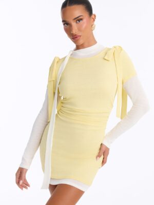 Yellow Mock-Neck Dress