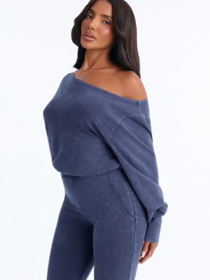 Navy Jumpsuit with one shoulder