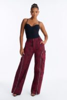 Burgundy Pants with wide leg