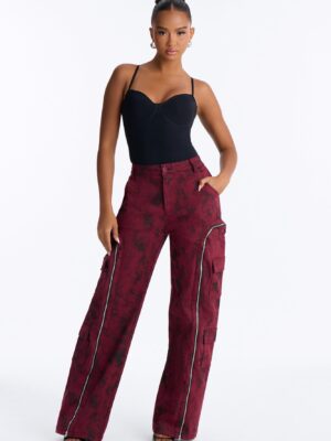 Burgundy Pants with wide leg