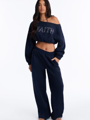Navy Wide-Leg Skirt