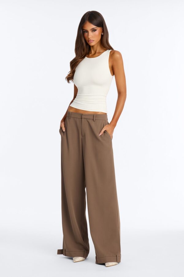 Angela Ankle Cuff Detail Low Rise Trouser - Caffe