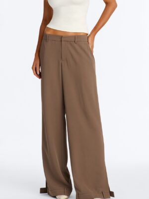 Angela Ankle Cuff Detail Low Rise Trouser - Caffe