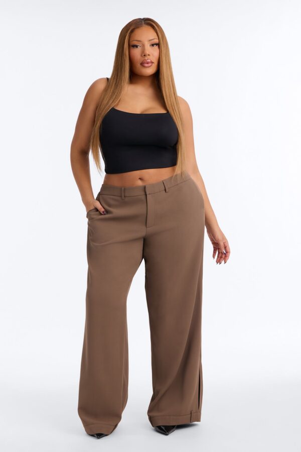 Angela Ankle Cuff Detail Low Rise Trouser - Caffe