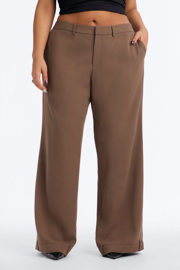 Angela Ankle Cuff Detail Low Rise Trouser - Caffe