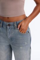Last Call Studded Embellished Mid Waist Wide Leg Jeans - Vintage Wash