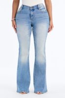 The Jake Compression Sculpting Mid Waist Stretch Flare Jeans - Medium Wash