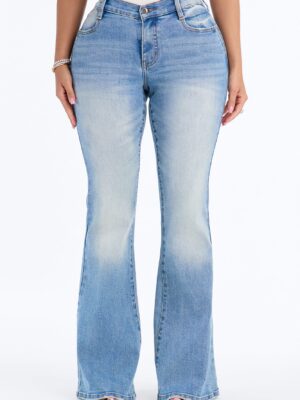 The Jake Compression Sculpting Mid Waist Stretch Flare Jeans - Medium Wash