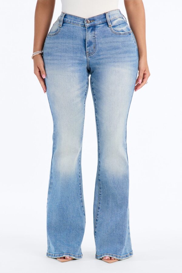 The Jake Compression Sculpting Mid Waist Stretch Flare Jeans - Medium Wash