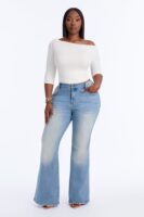 The Jake Compression Sculpting Mid Waist Stretch Flare Jeans - Medium Wash