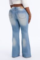 The Jake Compression Sculpting Mid Waist Stretch Flare Jeans - Medium Wash