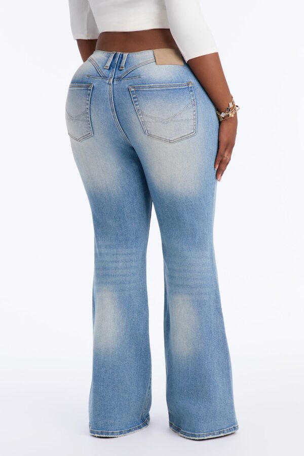 The Jake Compression Sculpting Mid Waist Stretch Flare Jeans - Medium Wash
