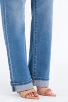 NY Classic Soft Stretch High Rise Cuff Straight Leg Jeans - Medium Wash
