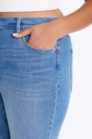 NY Classic Soft Stretch High Rise Cuff Straight Leg Jeans - Medium Wash