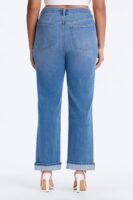 NY Classic Soft Stretch High Rise Cuff Straight Leg Jeans - Medium Wash