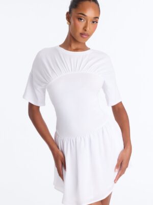 White Contrast Dress