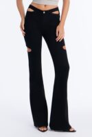 Eternal Nights Cut Out Stretch Flare Jeans - Black