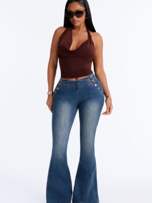 Diva On Duty Low Rise Flare Jeans - Vintage Wash