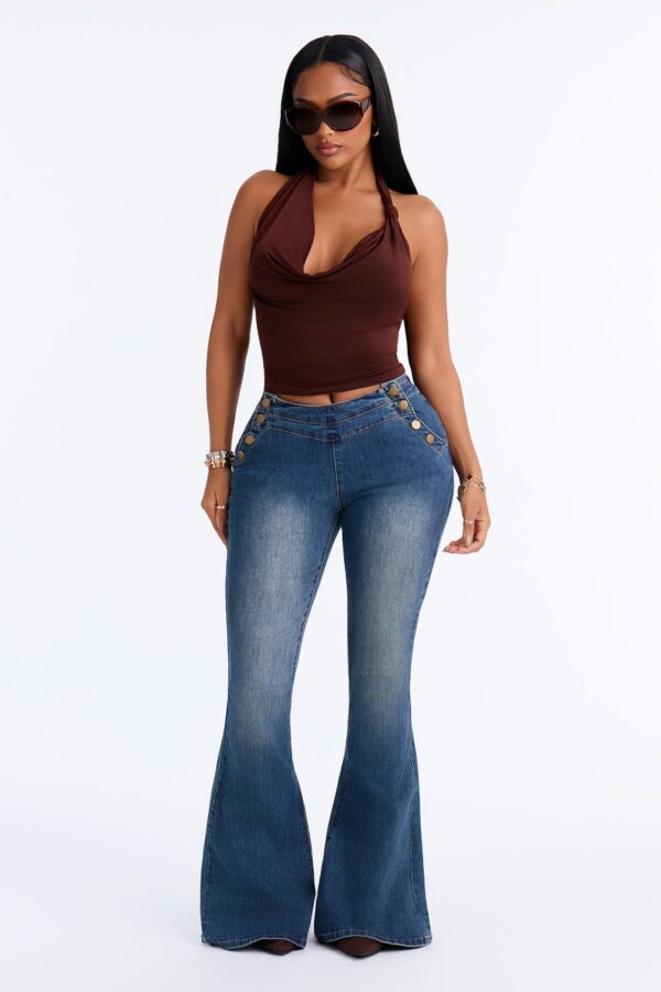Diva On Duty Low Rise Flare Jeans - Vintage Wash