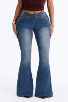 Diva On Duty Low Rise Flare Jeans - Vintage Wash