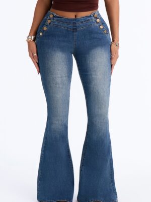 Diva On Duty Low Rise Flare Jeans - Vintage Wash