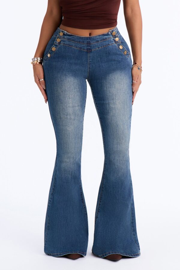 Diva On Duty Low Rise Flare Jeans - Vintage Wash