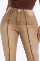 No Disruption High Rise Seamed Stretch Skinny Jeans - Tan