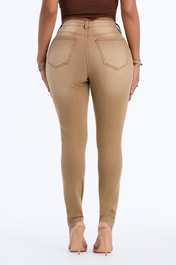 No Disruption High Rise Seamed Stretch Skinny Jeans - Tan