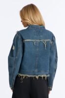 Lower East Distressed Frayed Denim Jacket - Vintage Wash