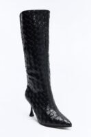 Erica Woven Stiletto Boots - Black
