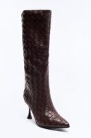 Erica Woven Stiletto Boots - Brown