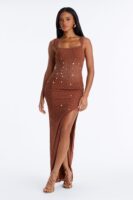 Mocha Square-Neck Dress