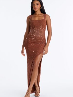 Mocha Square-Neck Dress