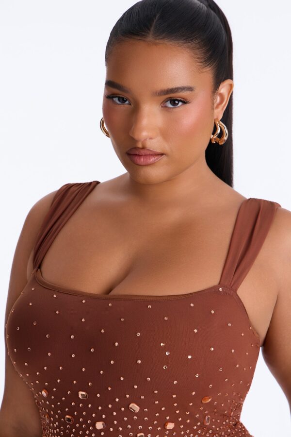 Mocha Square-Neck Dress