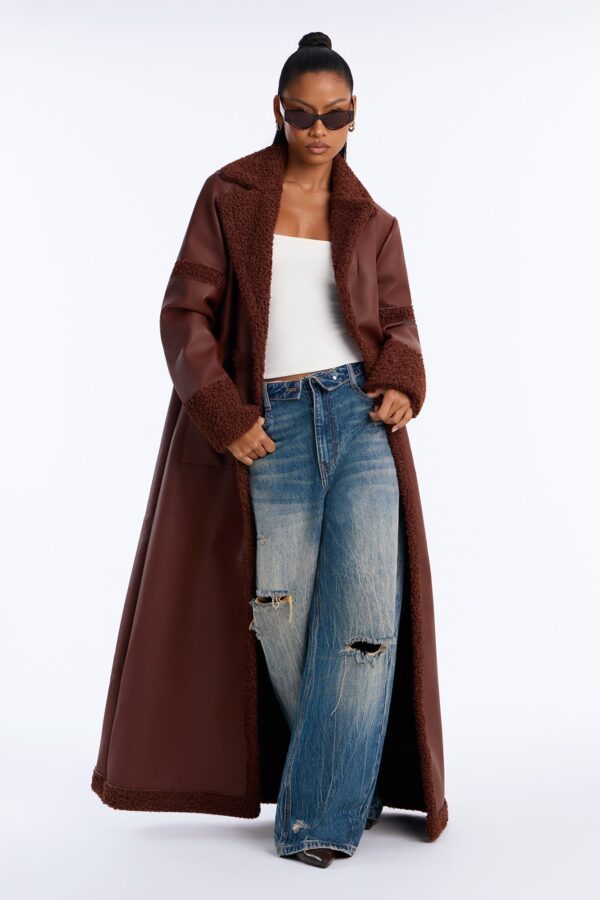 Coat in Chocolate 100% polyurethane