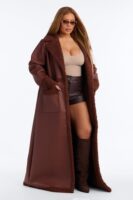 Coat in Chocolate 100% polyurethane