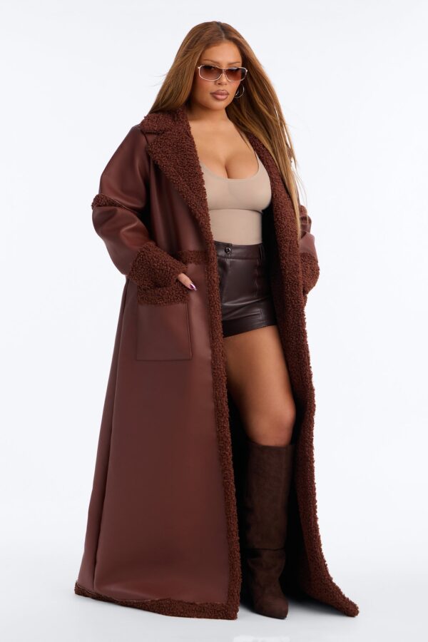 Coat in Chocolate 100% polyurethane