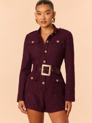 Romper with a mock neck