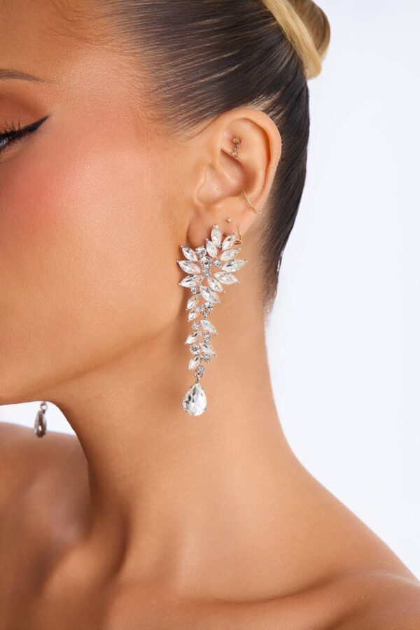 Dazzle Me Rhinestone Drop Earrings - Silver