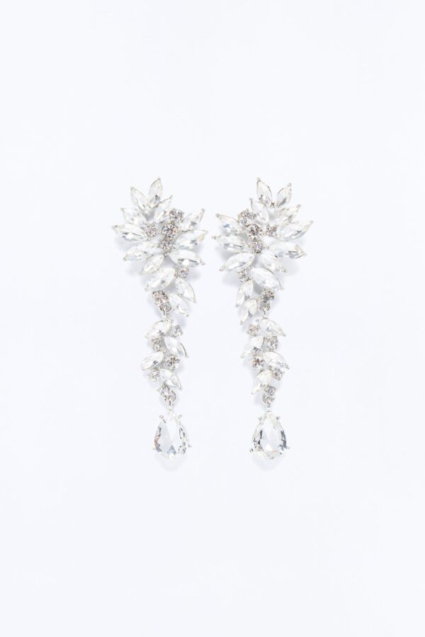 Dazzle Me Rhinestone Drop Earrings - Silver