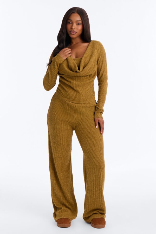Cowl-Neck Pants in Mustard