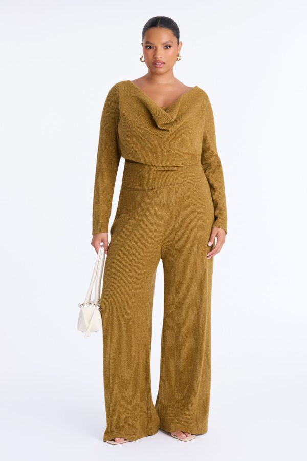 Cowl-Neck Pants in Mustard