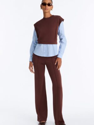 Contrast Blouse in Brown