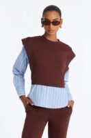 Contrast Blouse in Brown