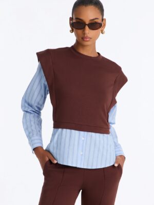Contrast Blouse in Brown