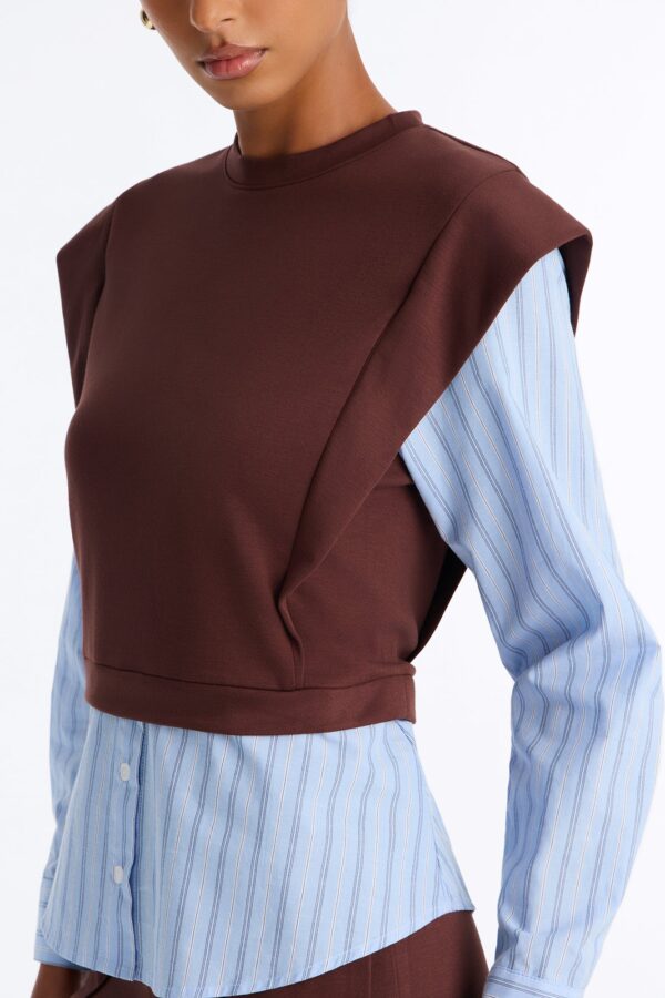 Contrast Blouse in Brown