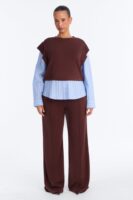 Contrast Blouse in Brown