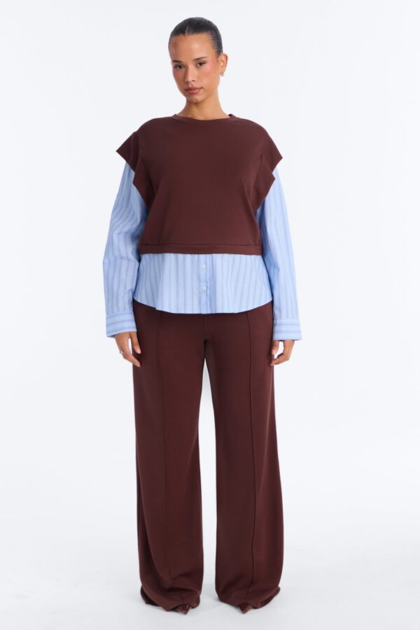 Contrast Blouse in Brown