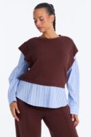 Contrast Blouse in Brown