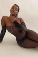 Sparkle And Shine Rhinestone Bodystocking - Black